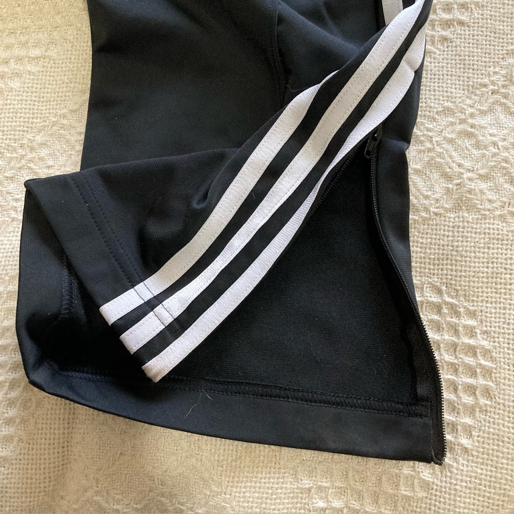 ADIDAS Mens Sz M Joggers Jogging Training Pants Black w/ White Stripes Stretch - Picture 8 of 13